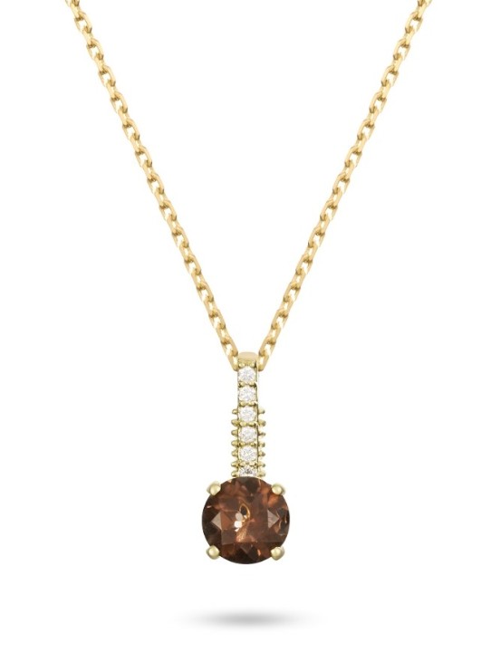Obrázok z Prívesok LOEE Palette Diamonds zo žltého zlata s diamantmi a smoky quartz