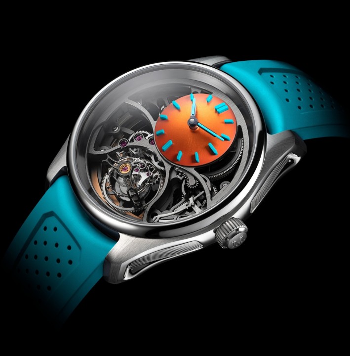 Obrázok z H. Moser & Cie Pioneer Cylindrical Tourbillon Skeleton Spiced Aqua