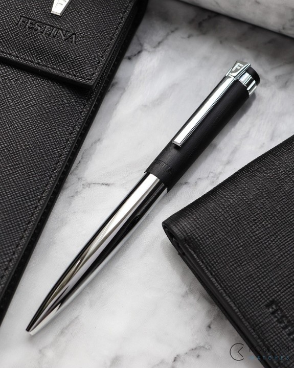 Obrázok z Sada kožené desky A4 + kuličkové pero Festina